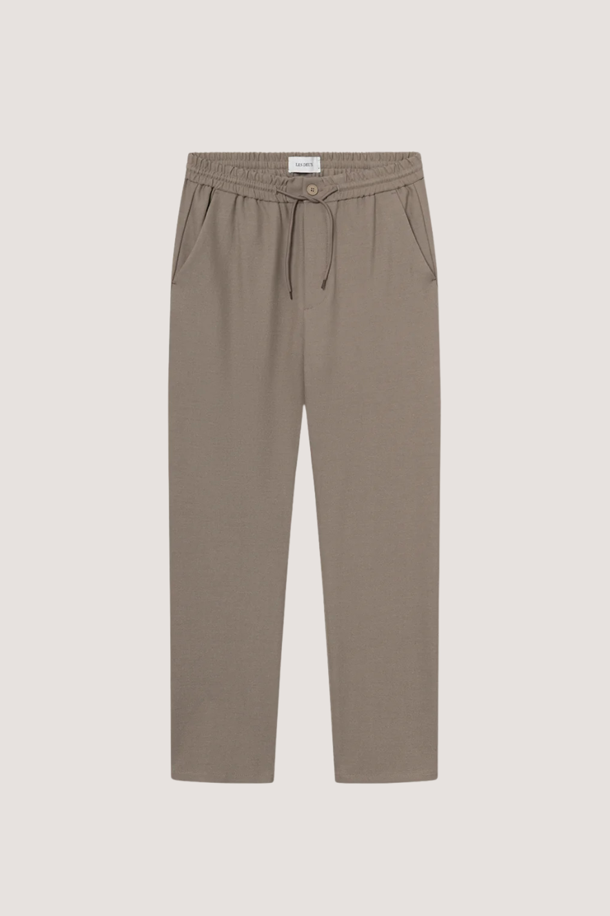 LES DEUX - COMO TAPERED DRAWSTRING PANTS - WALNUT MELANGE