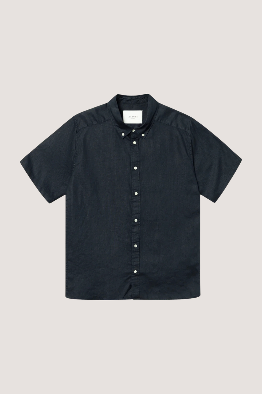LES DEUX - KRIS LINEN SS SHIRT - DARK NAVY