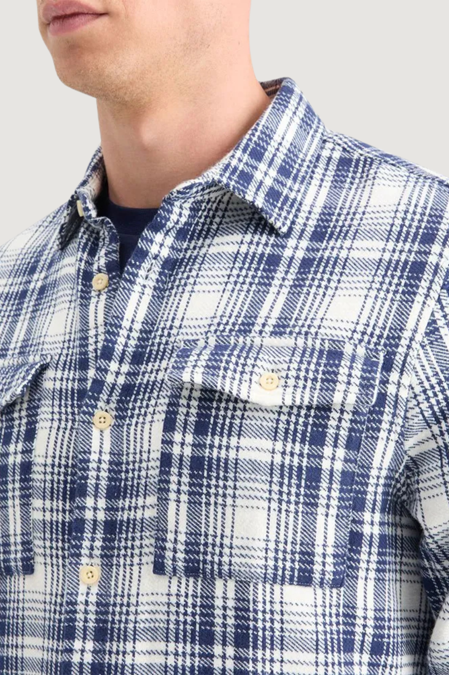 SCOTCH & SODA - REGULAR FIT FLANNEL CHECK SHIRT - BLUE WHITE CHECK