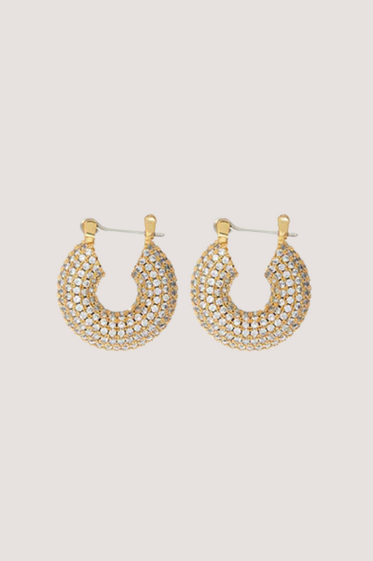 LUV AJ - PAVE MINI DONUT HOOPS - GOLD