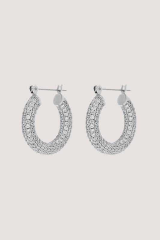 LUV AJ - PAVE BABY AMALFI HOOPS - SILVER
