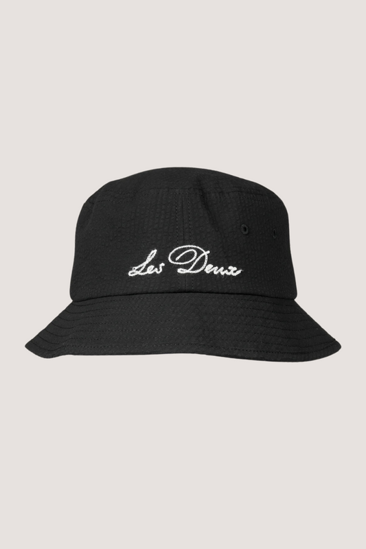 LES DEUX - SEERSUCKER BUCKET HAT - BLACK