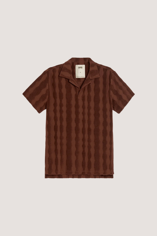 OAS COMPANY - TOTEM POLO TERRY SHIRT - WINE RED