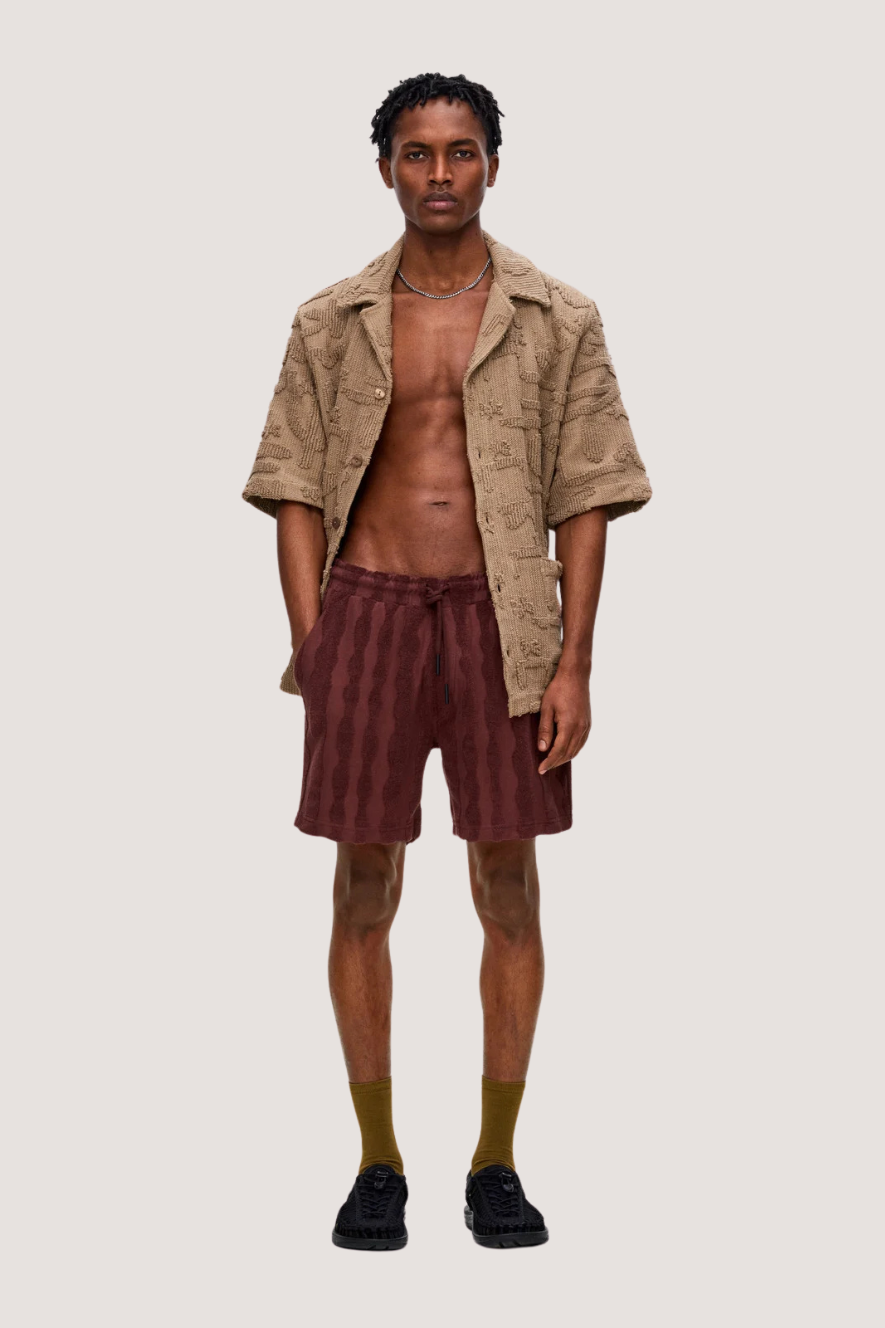 OAS COMPANY - TOTEM TERRY SHORTS - WINE RED
