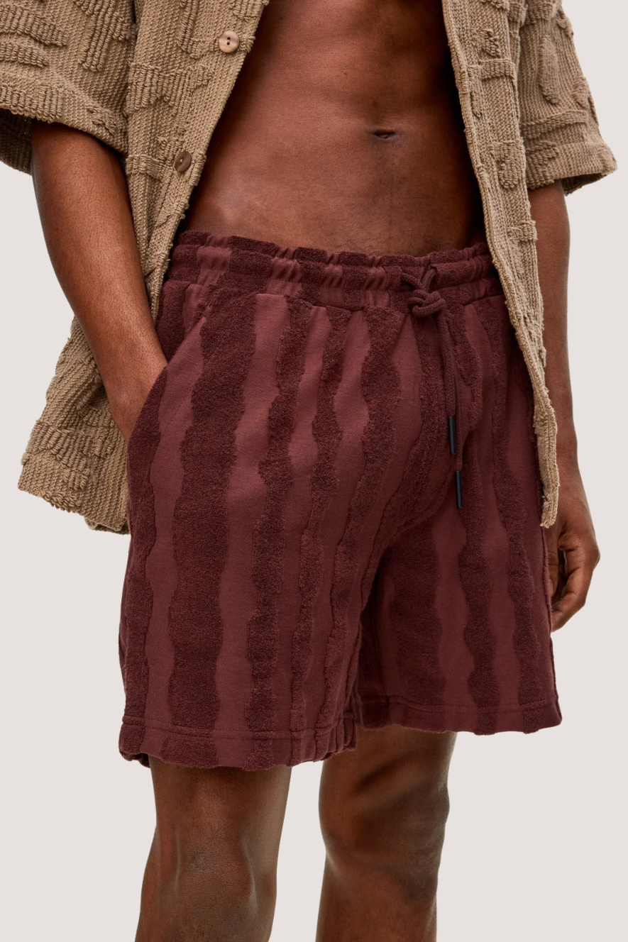 OAS COMPANY - TOTEM TERRY SHORTS - WINE RED