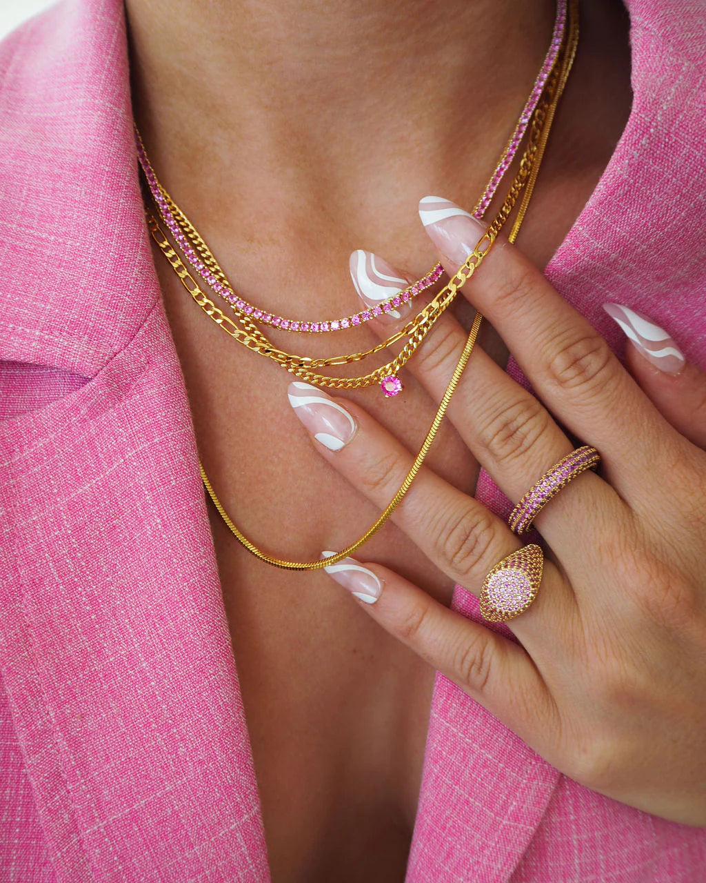 LUV AJ - PAVE AMALFI RING - PINK/GOLD