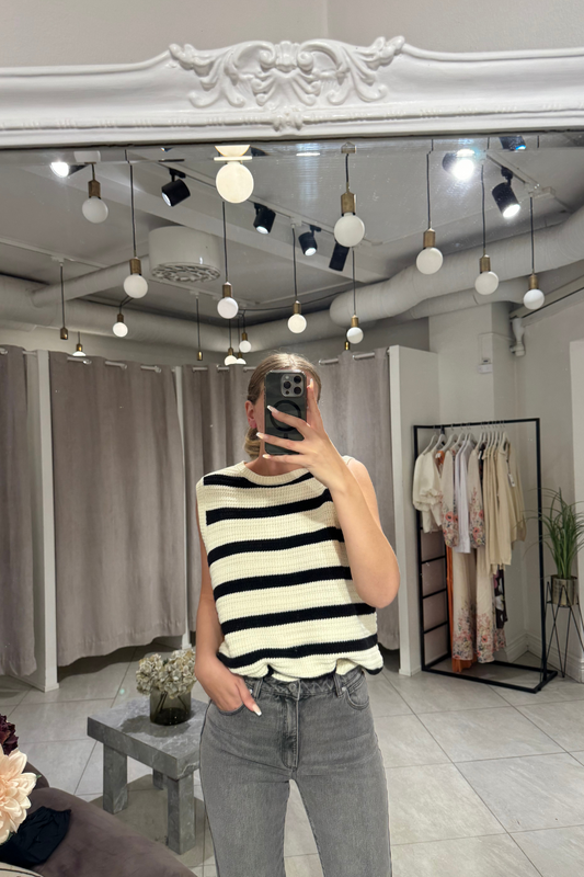 NORR - STILLA BLOCKING KNIT TANK - BLACK STRIPE