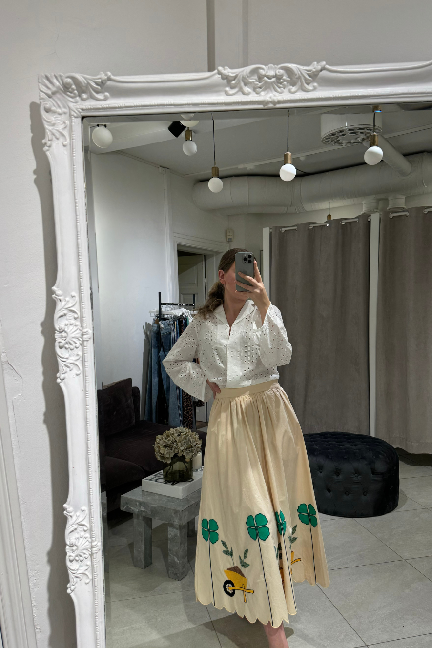STELLA NOVA - EMBROIDERED MIDI SKIRT - IVORY
