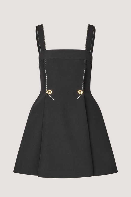 STINE GOYA - MINI DRESS W/ADJUSTABLE STRAPS - JET BLACK