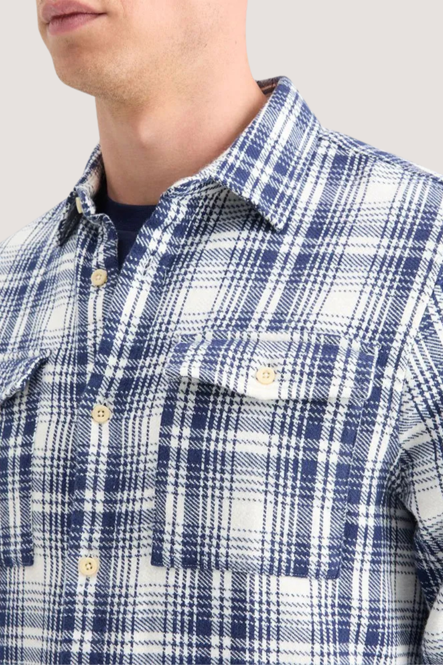 SCOTCH & SODA - REGULAR FIT FLANNEL CHECK SHIRT - BLUE WHITE CHECK