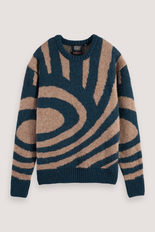 SCOTCH & SODA - HAIRY BIG WAVES DROPPED SHOULDER SWEATER - NIGHT LOGO WAVE