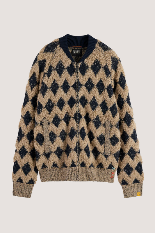 SCOTCH & SODA - TEXTURED JACQUARD BOMBER - MOCHA