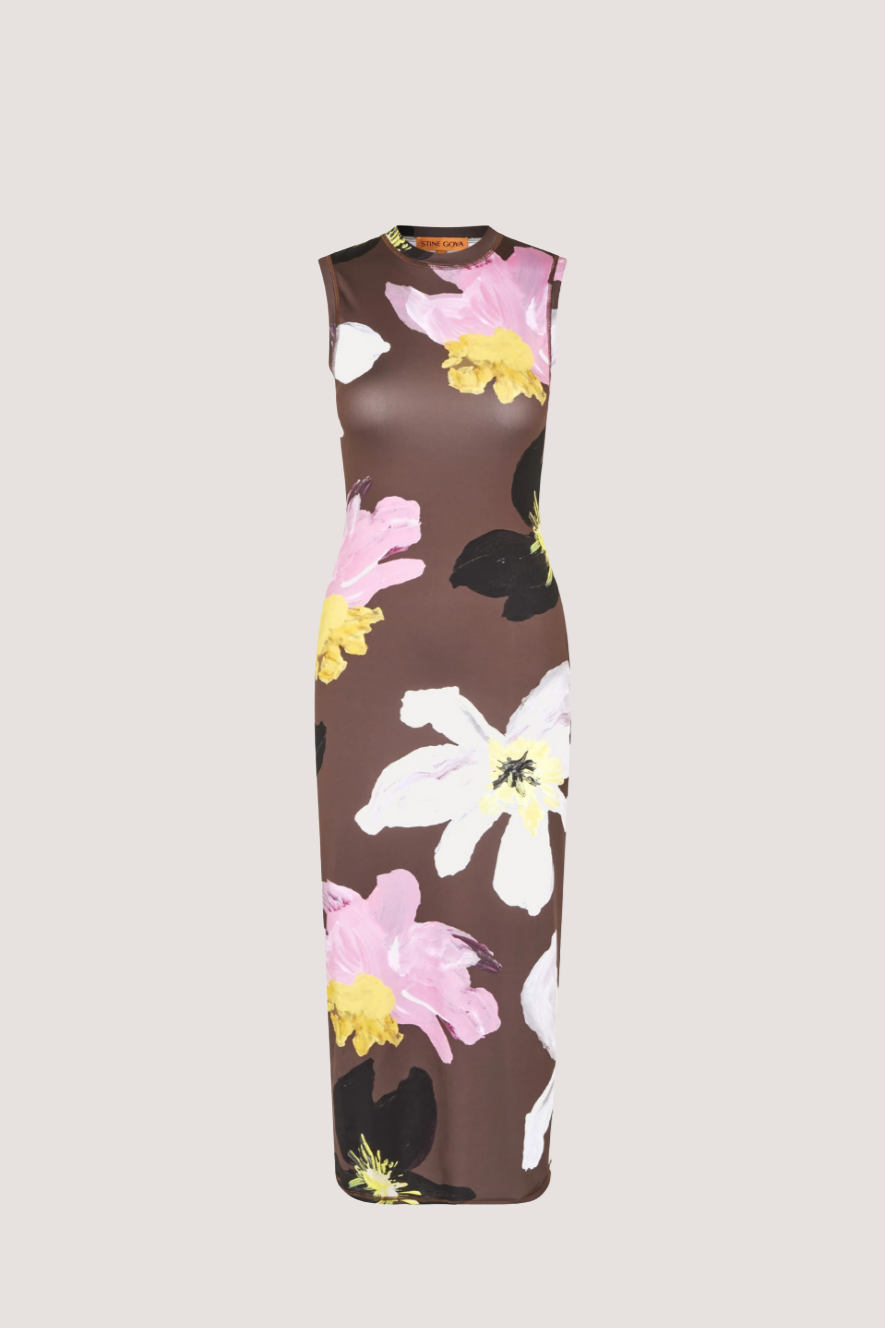 STINE GOYA - ELASTIC TANK CREWNECK DRESS - WILD FLOWERS