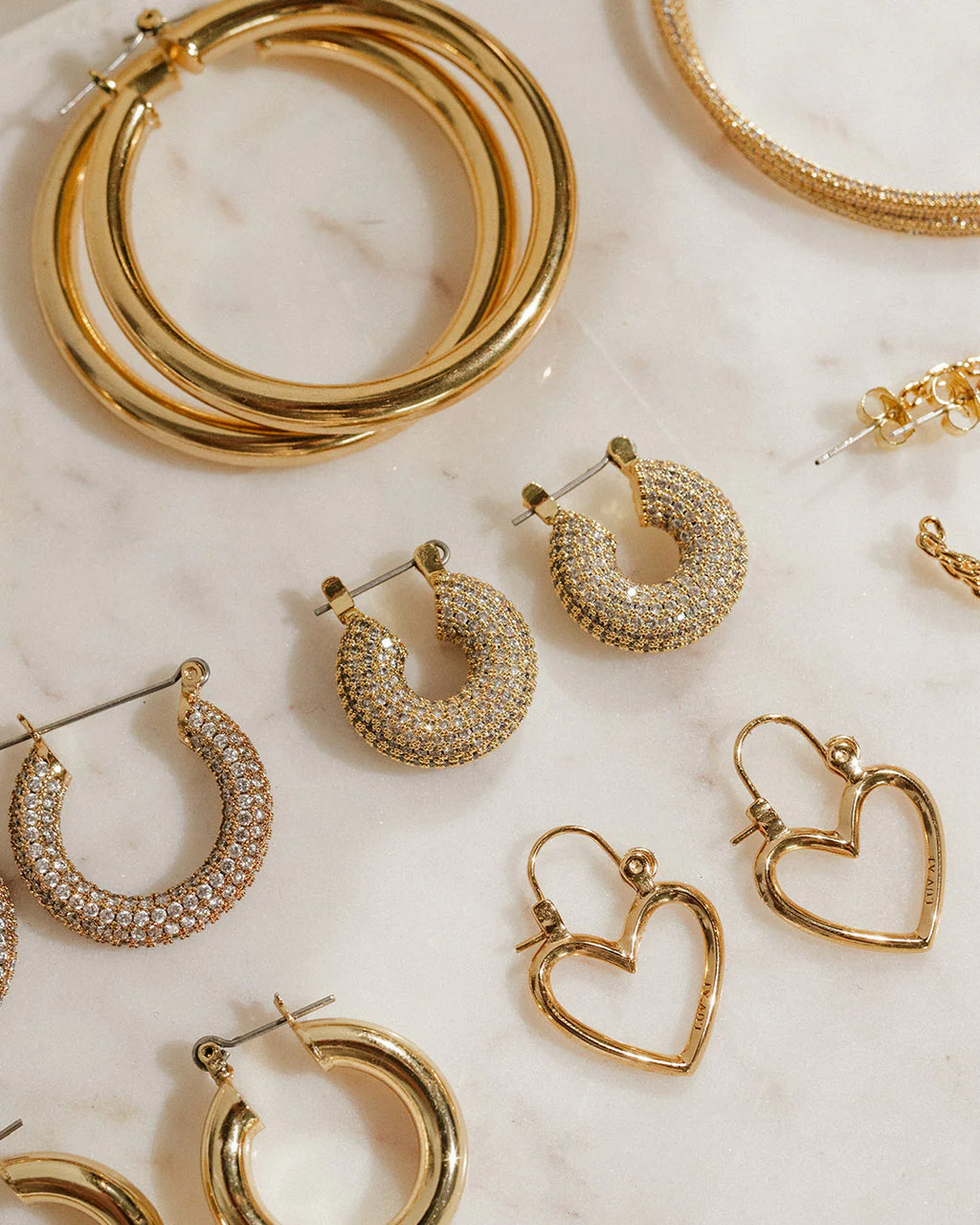 LUV AJ - PAVE MINI DONUT HOOPS - GOLD