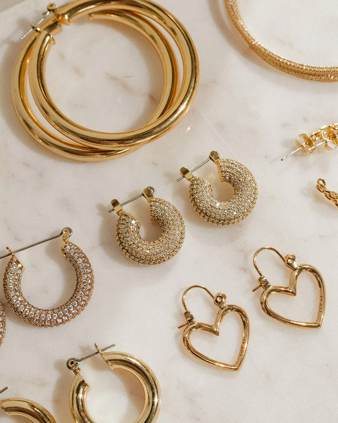 LUV AJ - PAVE MINI DONUT HOOPS - GOLD