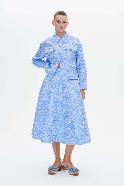 BAUM UND PFERDGARTEN - SAYA SKIRT - BLUE ROSE JACQUARD