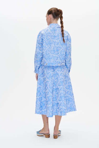 BAUM UND PFERDGARTEN - SAYA SKIRT - BLUE ROSE JACQUARD