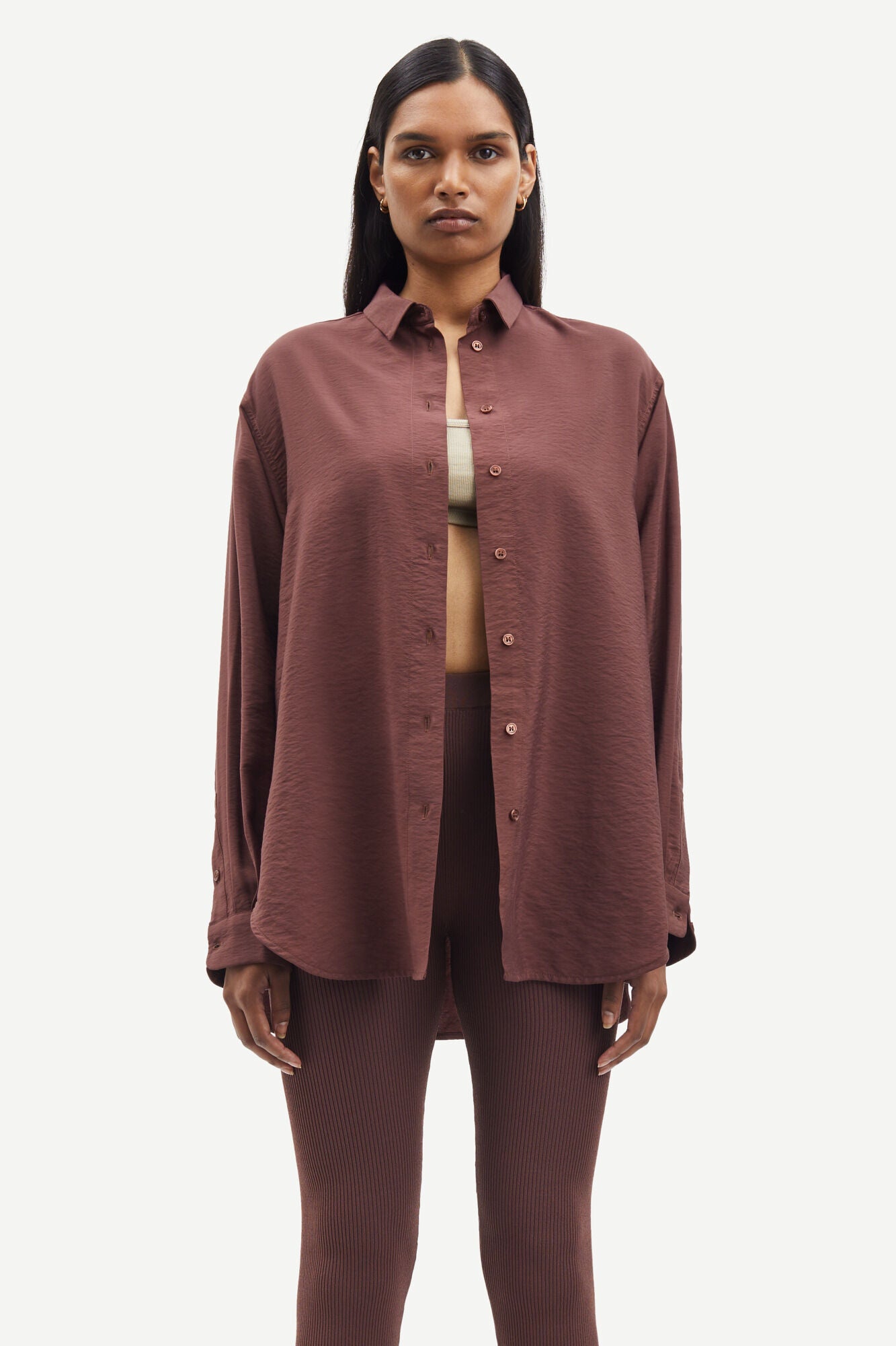 SAMSØE SAMSØE - ALFRIDA SHIRT - BROWN STONE