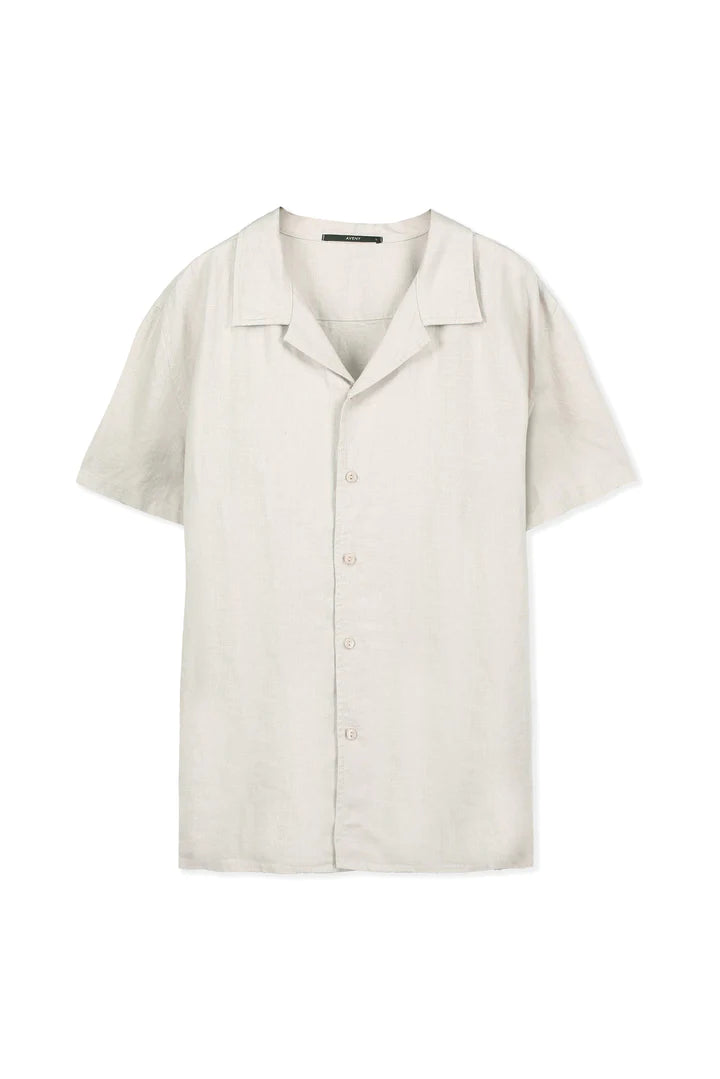 AVENY - COLLINS SS LINEN SHIRT - BIRCH