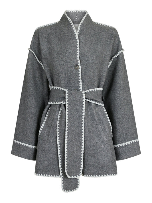 NEO NOIR - FRENCHIE WOOL JACKET - DARK GREY MELANGE