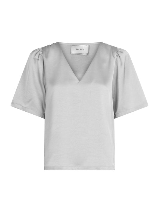 NEO NOIR - LARGO HEAVY SATEEN BLOUSE - SILVER