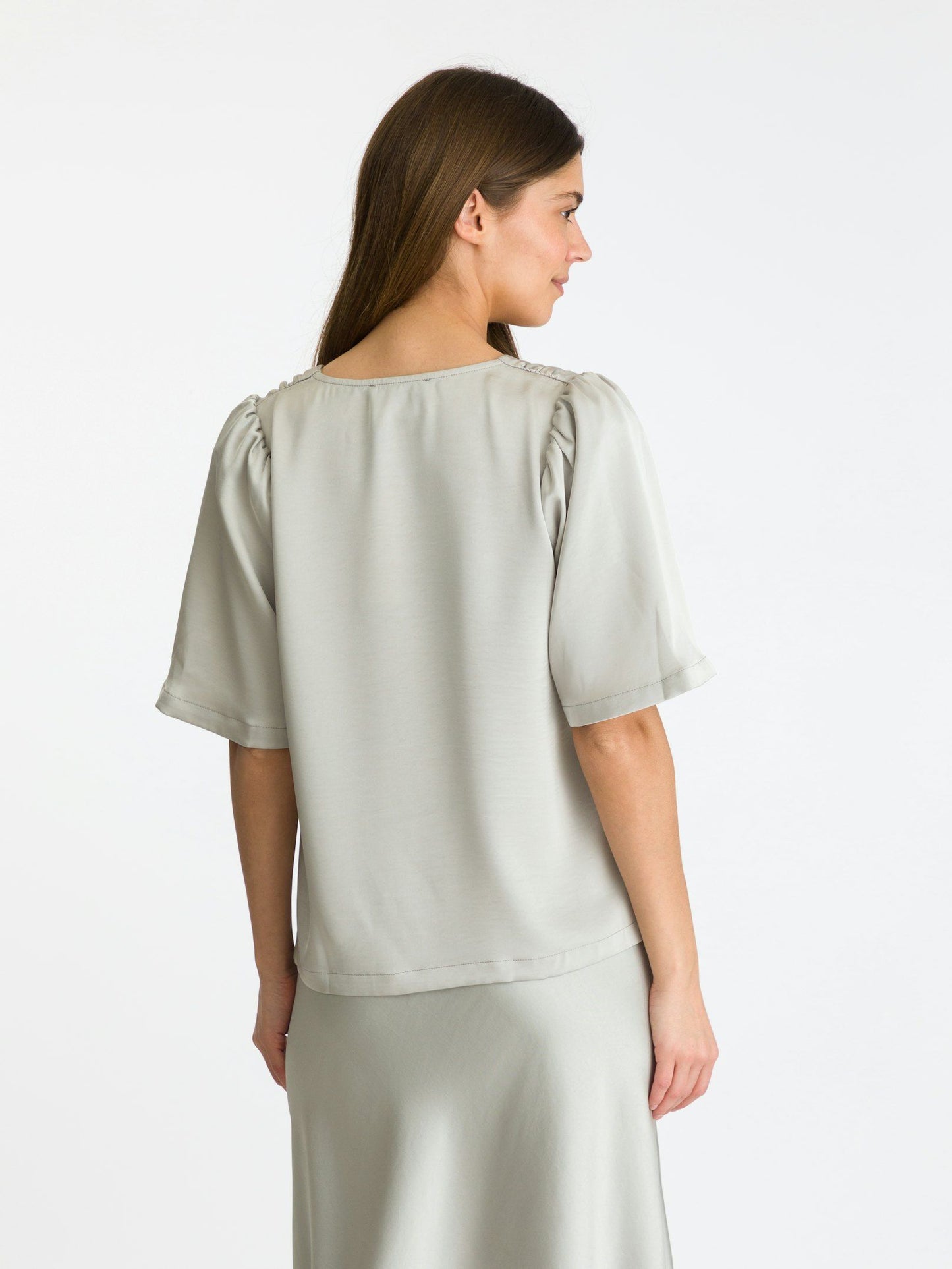 NEO NOIR - LARGO HEAVY SATEEN BLOUSE - SILVER