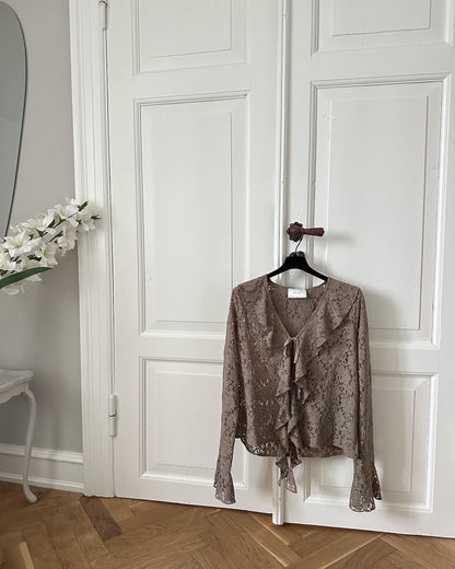 NEO NOIR - ANIKA LACE BLOUSE - TAUPE