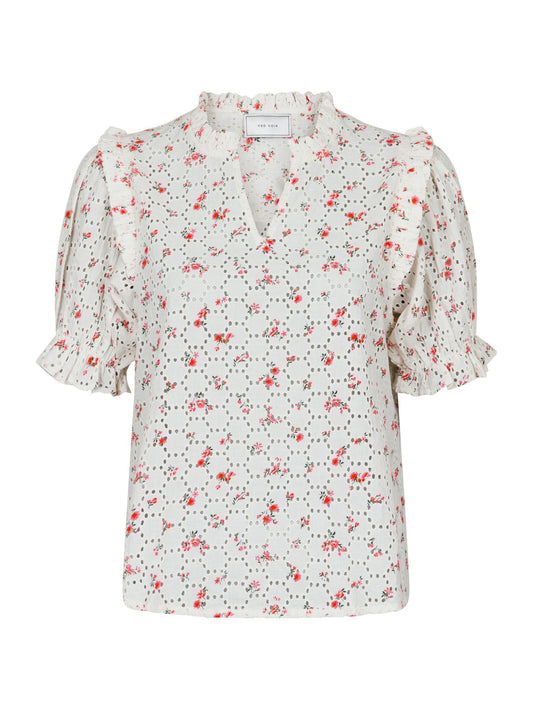 NEO NOIR - ROSALIE EMBROIDERY ROSE BLOUSE - PINK