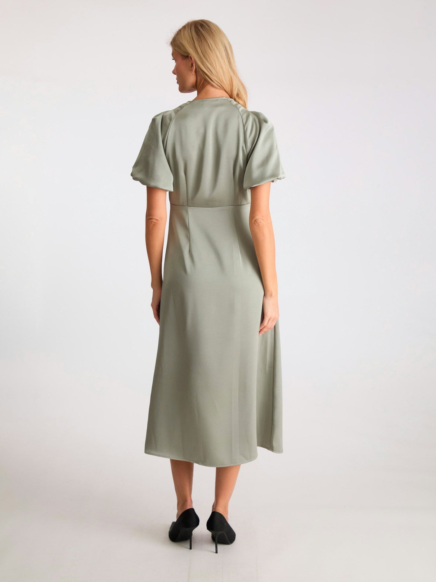 NEO NOIR - ILLANA HEAVY SATEEN DRESS - SMOKE GREEN