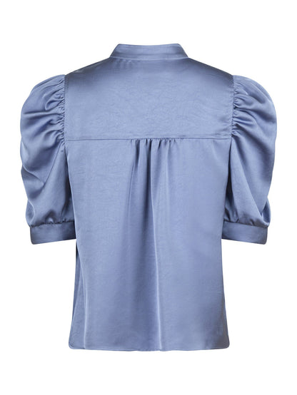 NEO NOIR - ROELLA HEAVY SATEEN BLOUSE - SMOKE BLUE