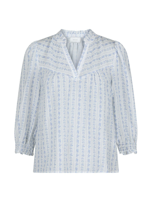 NEO NOIR - CARLIE FLOWER STRIPE BLOUSE - BLUE