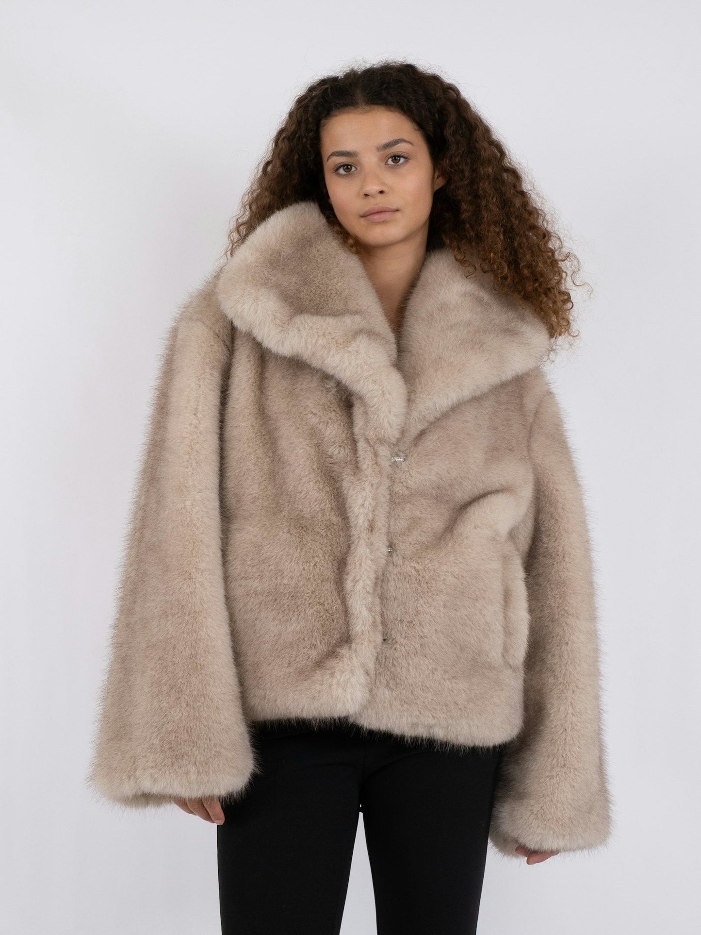 NEO NOIR - STEPHANIE FAUX FUR JACKET - BEIGE