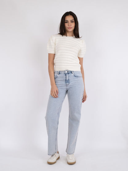 NEO NOIR - SIDRA STITCH SOLID KNIT BLOUSE - OFF WHITE