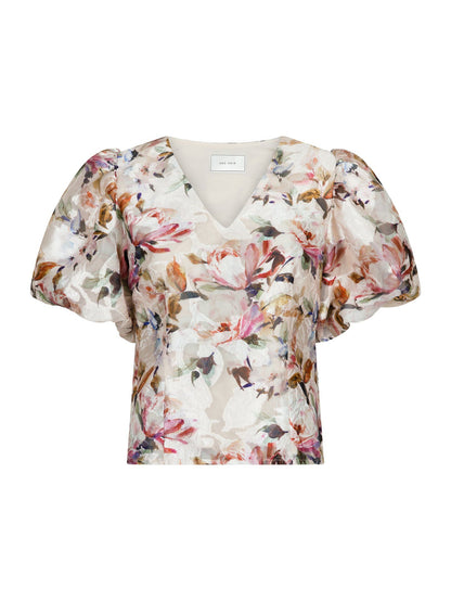 NEO NOIR - CAMIA BROCADE PRINT BLOUSE - CREAM