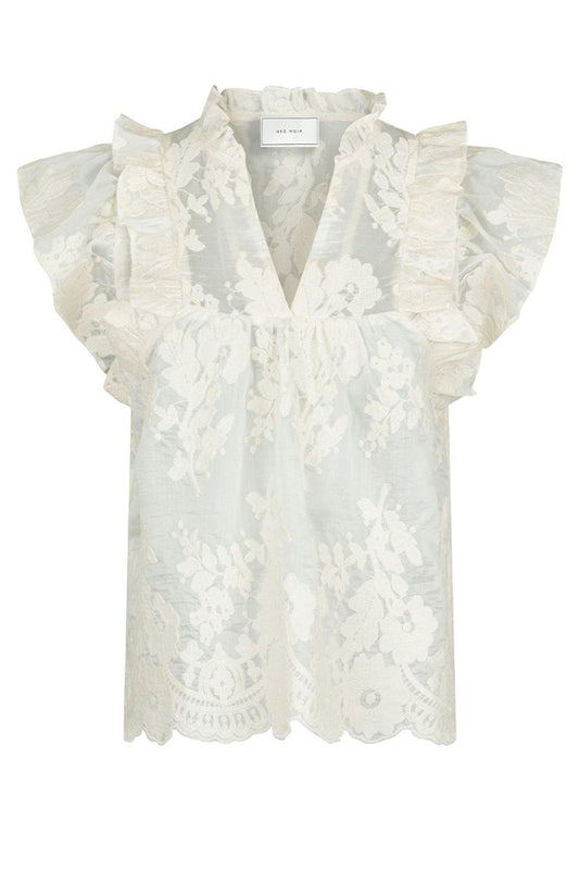 NEO NOIR - JAYLA BIG EMBROIDERY TOP - OFF WHITE