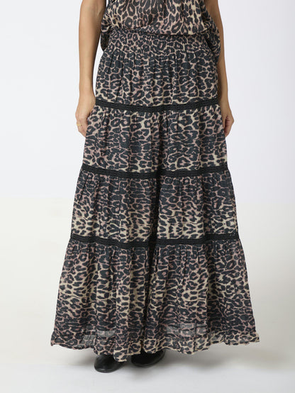 NEO NOIR - FELICIA LEO VOILE SKIRT - LEOPARD