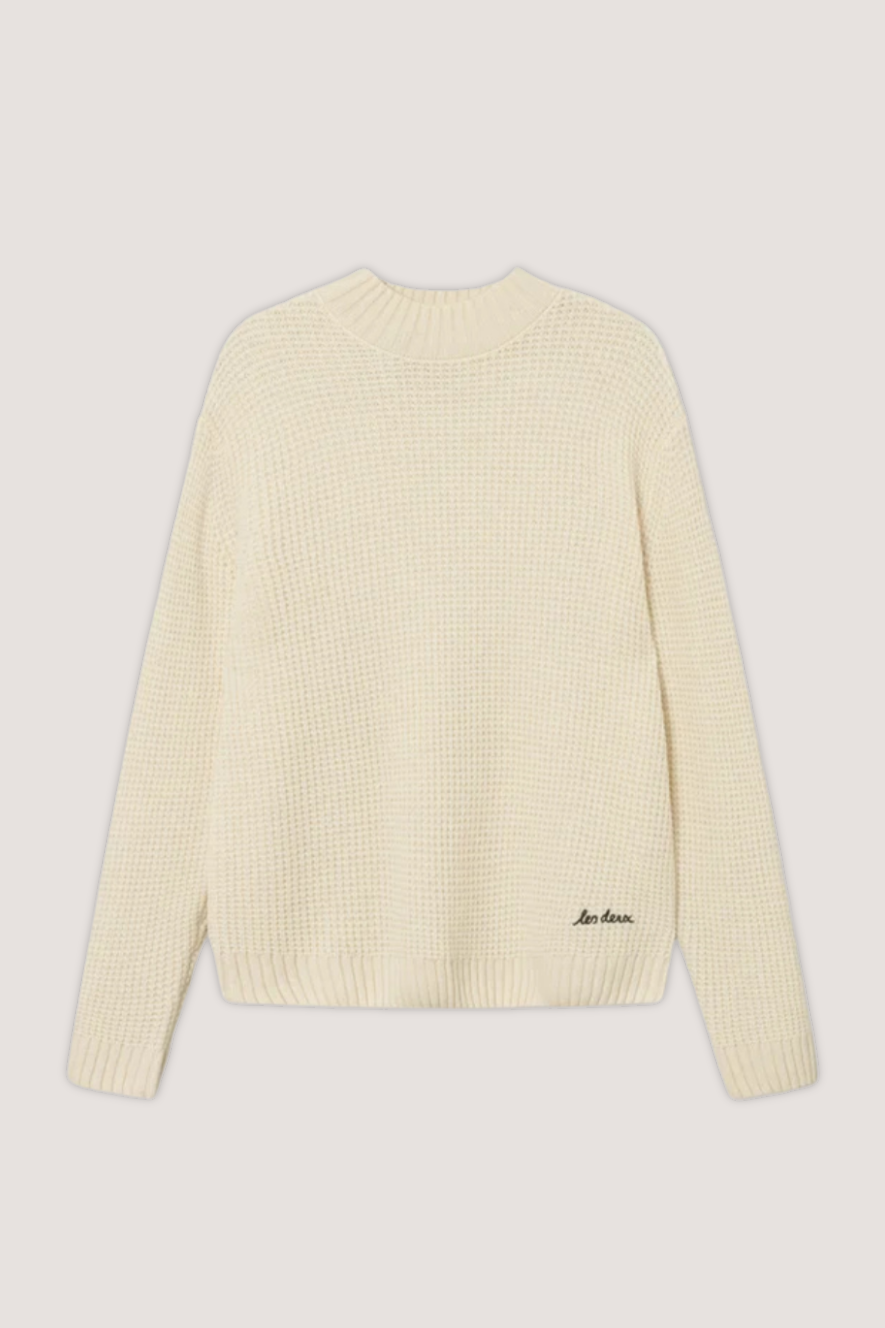 LES DEUX - GRADY WAFFLE MOCKNECK KNIT - IVORY