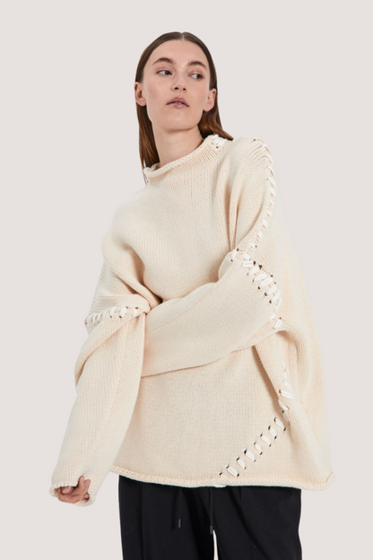 NORR - STRINGS KNIT TOP - OFF WHITE