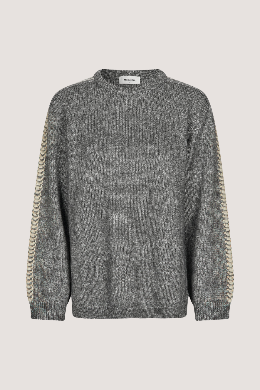 MODSTRÖM - LINEMD O-NECK - DARK GREY MELANGE