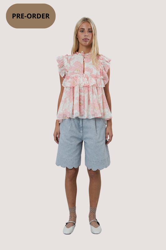 STELLA NOVA - FLOUNCE CHIFFON TOP - SOFT PINK
