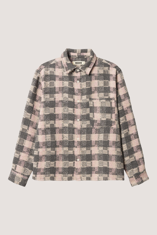 WOODBIRD - WBGLIXTO STRUCTURE SHIRT - GREY/BROWN