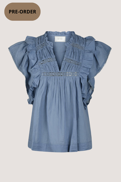 NEO NOIR - JAYLA S VOILE TOP - SMOKE BLUE