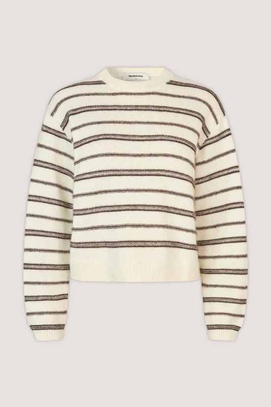 MODSTRÖM - LINEUSMD STRIPE O-NECK - SOFT WHITE CEDAR
