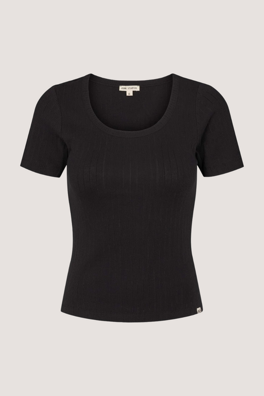 ESMÉ STUDÍOS - ESELLA WIDE O-NECK TOP GOTS - BLACK