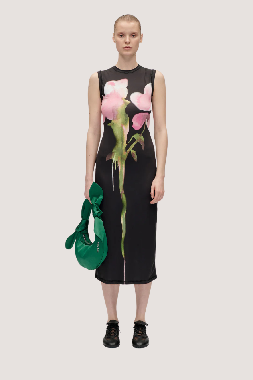 STINE GOYA - ELASTIC TANK CREWNECK DRESS - MELTING FLOWERS