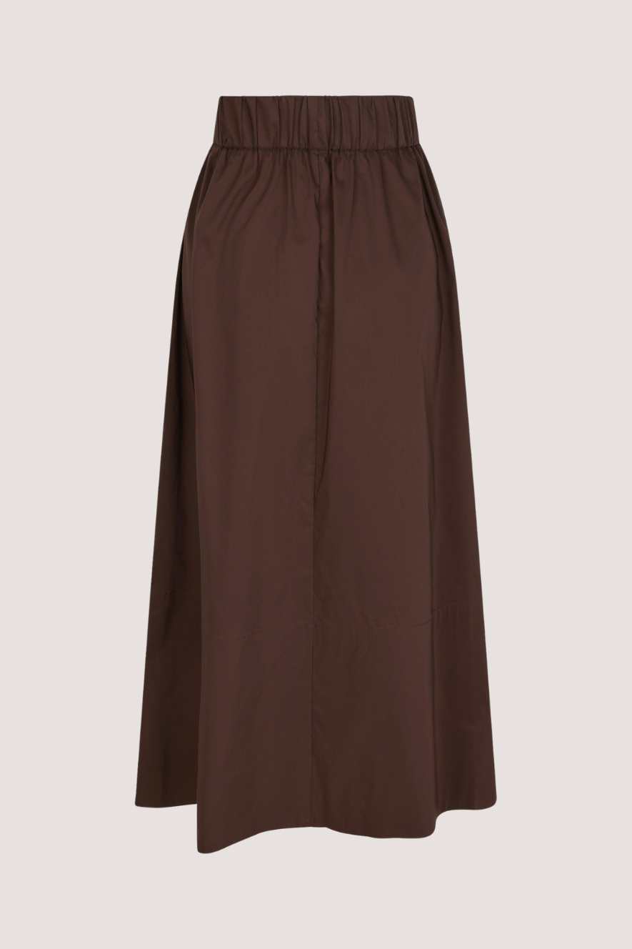 NEO NOIR - YARA LONG POPLIN SKIRT - DARK BROWN
