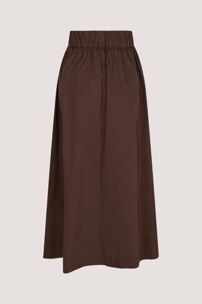 NEO NOIR - YARA LONG POPLIN SKIRT - DARK BROWN