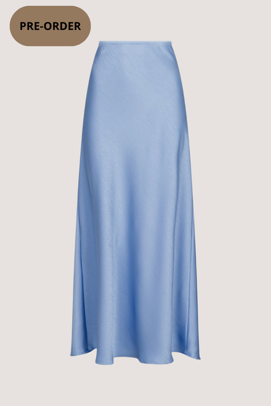 NEO NOIR - VICKY HEAVY SATEEN SKIRT - SMOCKE BLUE