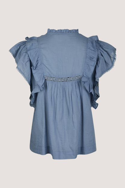 NEO NOIR - JAYLA S VOILE TOP - SMOKE BLUE