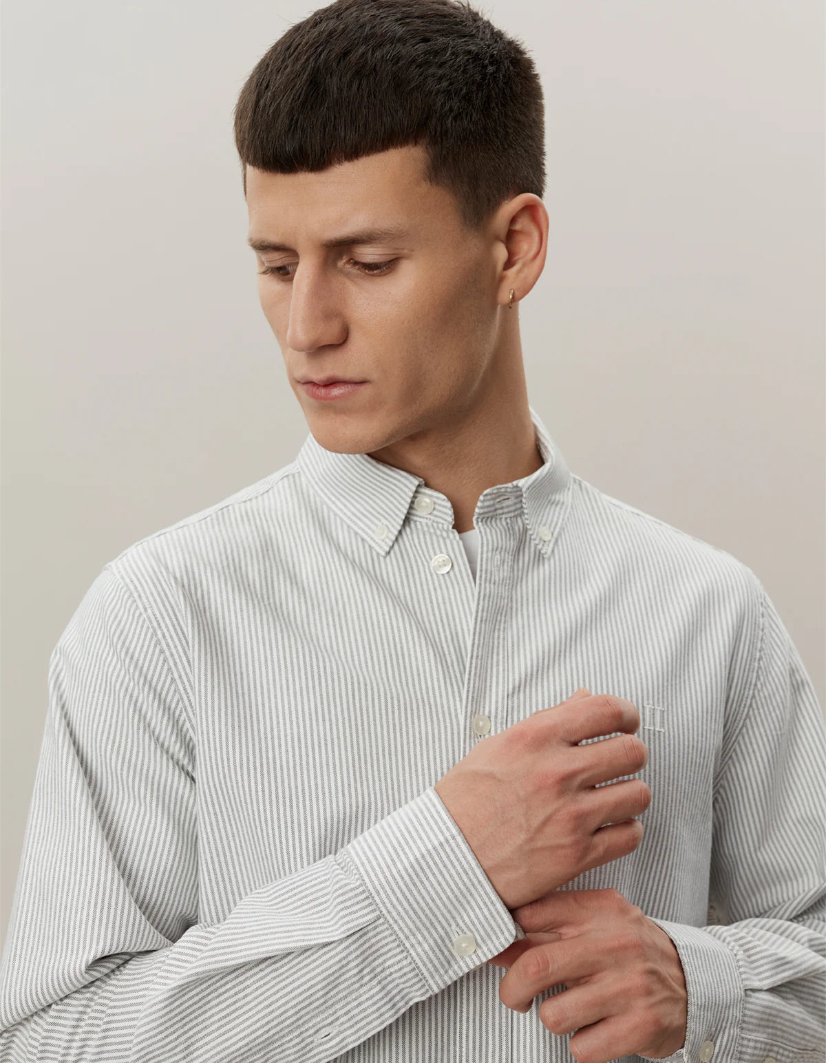 LES DEUX - KRISTIAN OXFORD SHIRT - FOREST GREEN/WHITE